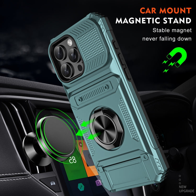 For iPhone 16 TPU+PC Shockproof Card Phone Case with Metal Ring Holder(Green) - iPhone 16 Cases by PMC TechLife | Online Shopping South Africa | PMC TechLife | Buy Now Pay Later Mobicred