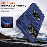 For iPhone 16 Pro TPU+PC Shockproof Card Phone Case with Metal Ring Holder(Blue)