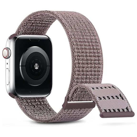 For Apple Watch SE 40mm Dual Hook and Loop Nylon Watch Band(Smoke Purple)