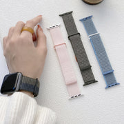 For Apple Watch Ultra 2 49mm Dual Hook and Loop Nylon Watch Band(Pearl Powder)