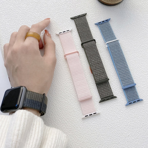 For Apple Watch Ultra 2 49mm Dual Hook and Loop Nylon Watch Band(Pearl Powder)