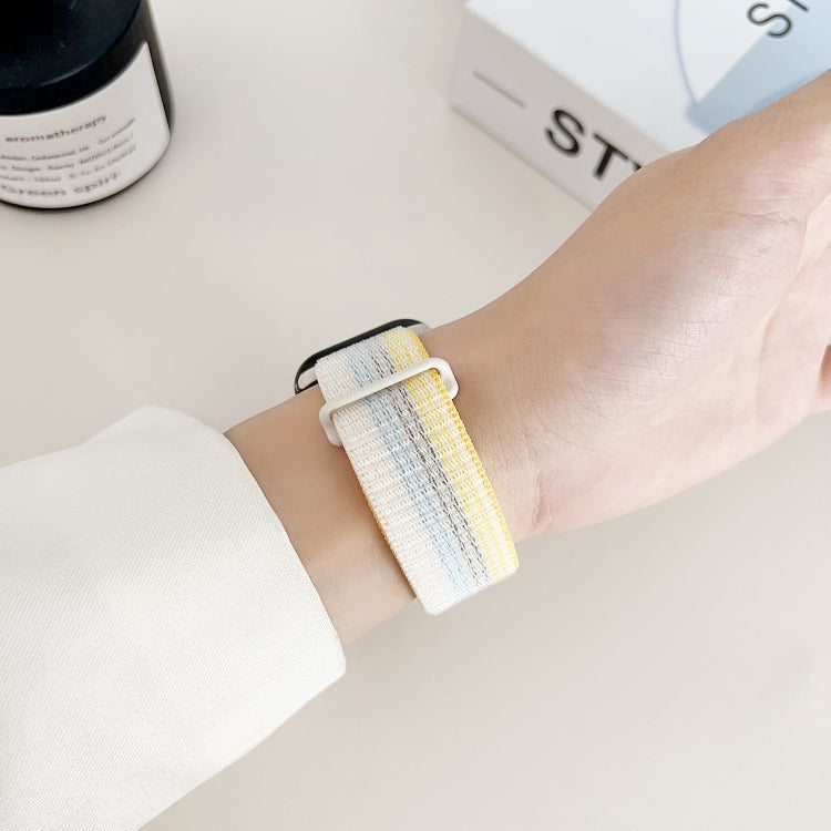 For Apple Watch Ultra 2 49mm Dual Hook and Loop Nylon Watch Band(Pearl Powder)