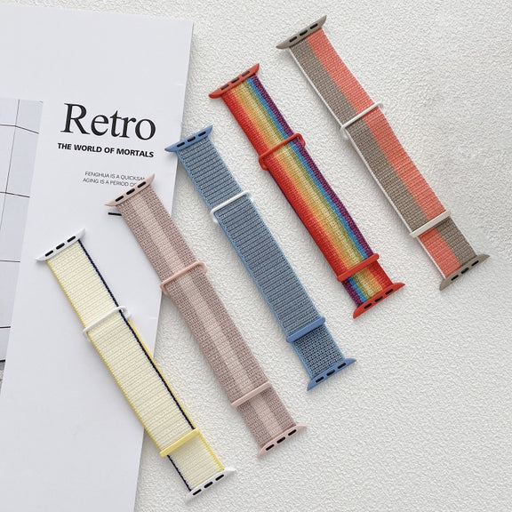 For Apple Watch Ultra 49mm Dual Hook and Loop Nylon Watch Band(Reflective Black)