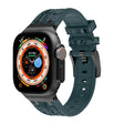 For Apple Watch Ultra 2 49mm Crocodile Texture Liquid Silicone Watch Band(Black Deep Green) - Watch Bands by PMC TechLife | Online Shopping South Africa | PMC TechLife
