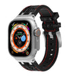 For Apple Watch Ultra 2 49mm Crocodile Texture Liquid Silicone Watch Band(Silver Red Black) - free shipping - PMC TechLife - Order now!
