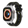 For Apple Watch Ultra 2 49mm Crocodile Texture Liquid Silicone Watch Band(Silver Yellow Black) - Watch Bands by PMC TechLife | Online Shopping South Africa | PMC TechLife