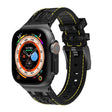 For Apple Watch Ultra 49mm Crocodile Texture Liquid Silicone Watch Band(Black Yellow Black) - free shipping - PMC TechLife - Order now!