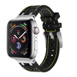 For Apple Watch Series 8 41mm Crocodile Texture Liquid Silicone Watch Band(Silver Yellow Black) - Watch Bands by PMC TechLife | Online Shopping South Africa | PMC TechLife