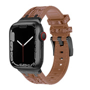 For Apple Watch SE 40mm Crocodile Texture Liquid Silicone Watch Band(Black Yellow Brown)