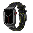 For Apple Watch Series 5 44mm Crocodile Texture Liquid Silicone Watch Band(Black Yellow Black) - Watch Bands by PMC TechLife | Online Shopping South Africa | PMC TechLife