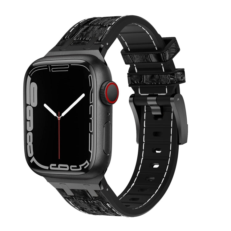 For Apple Watch Series 5 40mm Crocodile Texture Liquid Silicone Watch Band(Black White Black) - Watch Bands by PMC TechLife | Online Shopping South Africa | PMC TechLife
