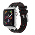 For Apple Watch Series 5 40mm Crocodile Texture Liquid Silicone Watch Band(Silver Red Black) - Watch Bands by PMC TechLife | Online Shopping South Africa | PMC TechLife
