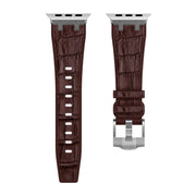 For Apple Watch Series 5 40mm Crocodile Texture Liquid Silicone Watch Band(Silver Dark Brown)