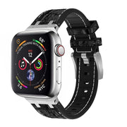 For Apple Watch Series 4 44mm Crocodile Texture Liquid Silicone Watch Band(Silver White Black)
