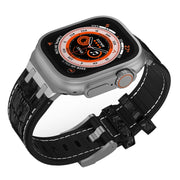 For Apple Watch Series 4 44mm Crocodile Texture Liquid Silicone Watch Band(Silver White Black)