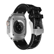 For Apple Watch Series 4 44mm Crocodile Texture Liquid Silicone Watch Band(Silver White Black)