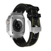 For Apple Watch Series 4 40mm Crocodile Texture Liquid Silicone Watch Band(Silver Yellow Black)