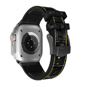 For Apple Watch Series 2 42mm Crocodile Texture Liquid Silicone Watch Band(Black Yellow Black)