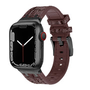 For Apple Watch Series 2 42mm Crocodile Texture Liquid Silicone Watch Band(Black Dark Brown)
