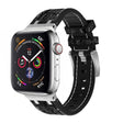 For Apple Watch 38mm Crocodile Texture Liquid Silicone Watch Band(Silver White Black) - free shipping - PMC TechLife - Order now!
