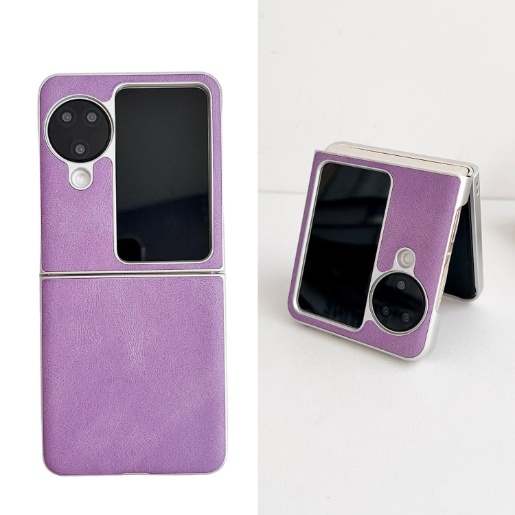 For OPPO Find N3 Flip Skin Feel Leather Texture Pearlescent Paint Shockproof Phone Case(Purple) - Find N3 Flip Cases by PMC TechLife | Online Shopping South Africa | PMC TechLife | Buy Now Pay Later Mobicred