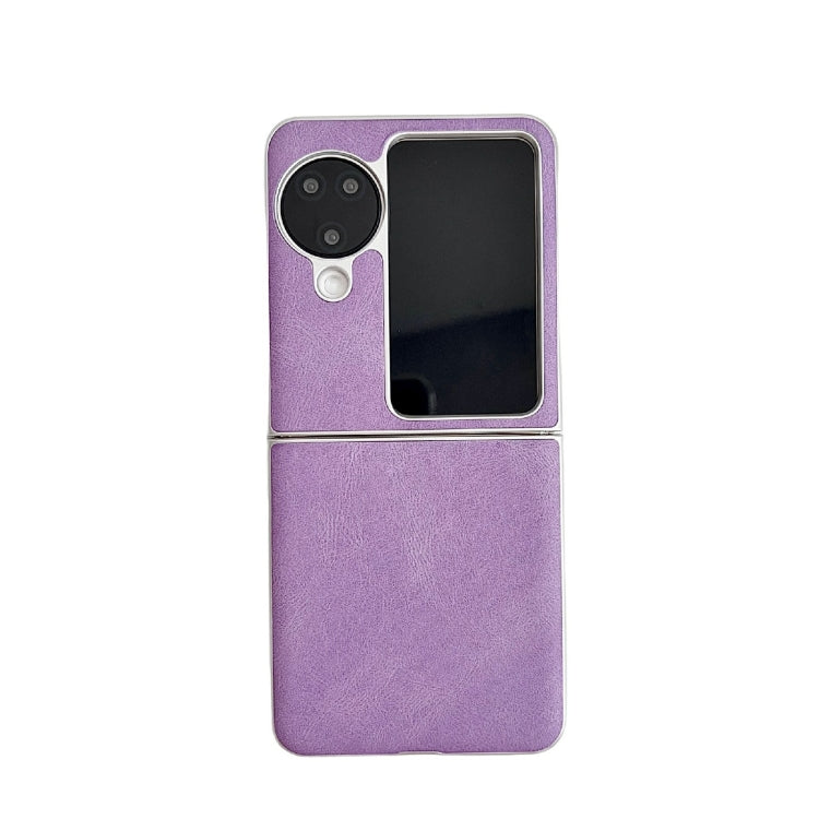 For OPPO Find N3 Flip Skin Feel Leather Texture Pearlescent Paint Shockproof Phone Case(Purple) - Find N3 Flip Cases by PMC TechLife | Online Shopping South Africa | PMC TechLife | Buy Now Pay Later Mobicred