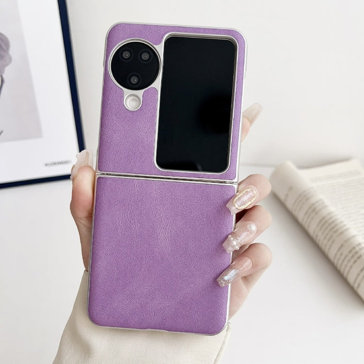 For OPPO Find N3 Flip Skin Feel Leather Texture Pearlescent Paint Shockproof Phone Case(Purple) - Find N3 Flip Cases by PMC TechLife | Online Shopping South Africa | PMC TechLife | Buy Now Pay Later Mobicred