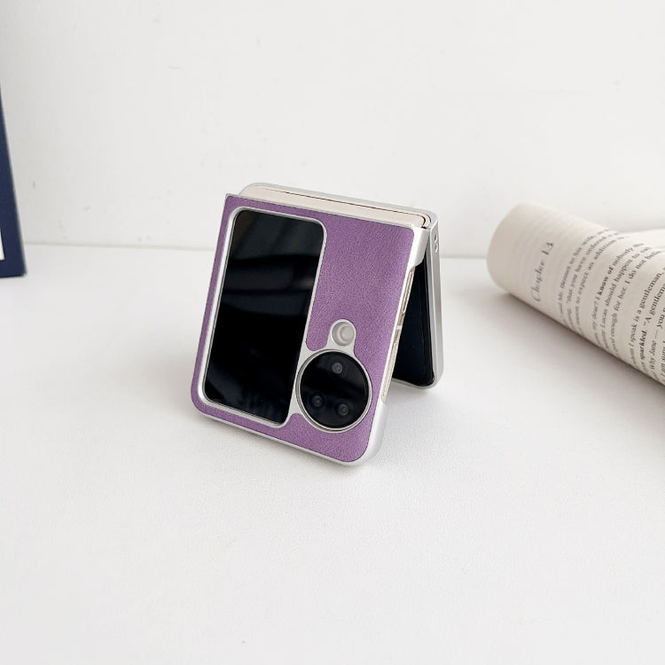 For OPPO Find N3 Flip Skin Feel Leather Texture Pearlescent Paint Shockproof Phone Case(Purple) - Find N3 Flip Cases by PMC TechLife | Online Shopping South Africa | PMC TechLife | Buy Now Pay Later Mobicred