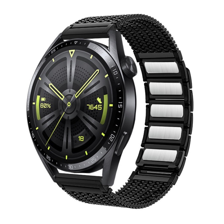 For Huawei Watch 4 / 4 Pro 22mm Magnetic Clasp Braided Chain Stainless Steel Watch Band(Black) - Watch Bands by PMC TechLife | Online Shopping South Africa | PMC TechLife | Buy Now Pay Later Mobicred