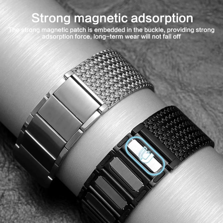For Huawei Watch 4 / 4 Pro 22mm Magnetic Clasp Braided Chain Stainless Steel Watch Band(Black) - Watch Bands by PMC TechLife | Online Shopping South Africa | PMC TechLife | Buy Now Pay Later Mobicred