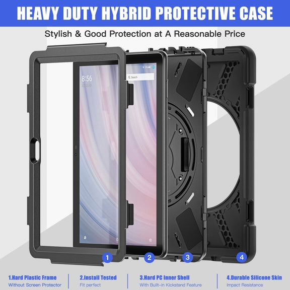 For Amazon Kindle Fire HD10 2023 Silicone Hybrid PC Full Body Tablet Case(Black)
