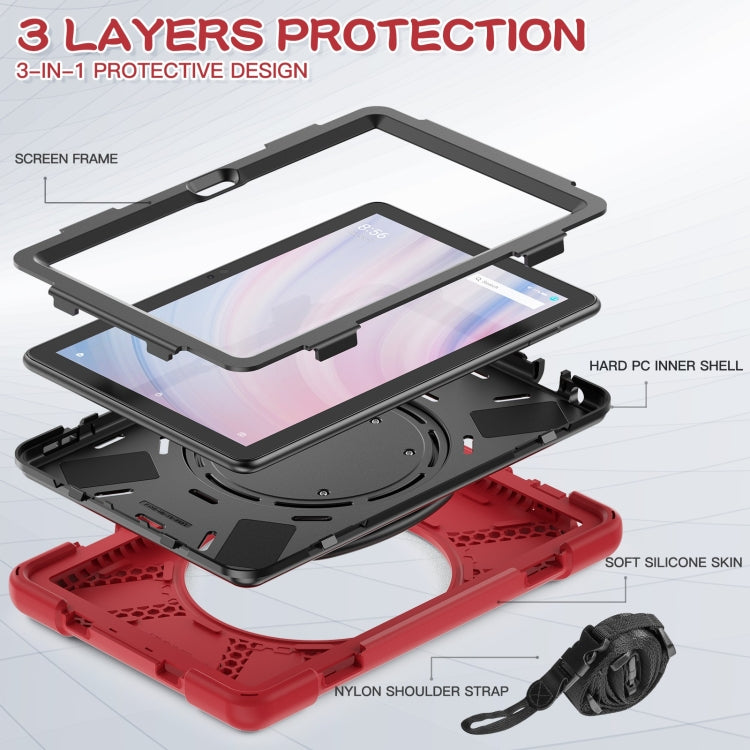 For Amazon Kindle Fire HD10 2023 Silicone Hybrid PC Tablet Case with Holder & Shoulder Strap(Red) - Amazon by PMC TechLife | Online Shopping South Africa | PMC TechLife | Buy Now Pay Later Mobicred