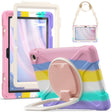 For Amazon Kindle Fire HD10 2023 Silicone Hybrid PC Tablet Case with Holder & Shoulder Strap(Colorful Pink) - Amazon by PMC TechLife | Online Shopping South Africa | PMC TechLife | Buy Now Pay Later Mobicred