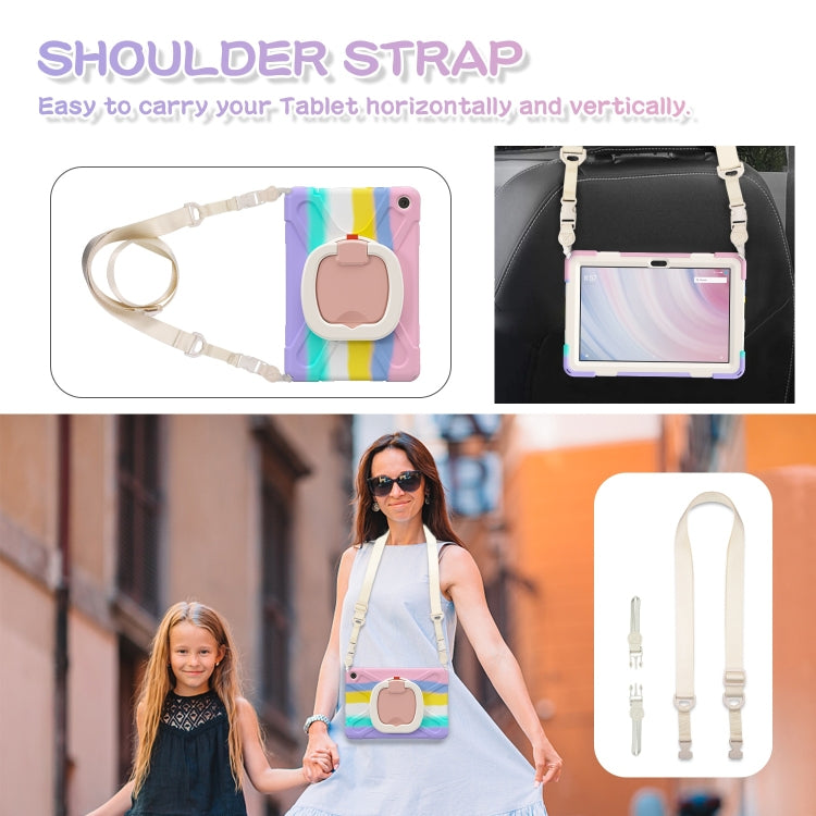 For Amazon Kindle Fire HD10 2023 Silicone Hybrid PC Tablet Case with Holder & Shoulder Strap(Colorful Pink) - Amazon by PMC TechLife | Online Shopping South Africa | PMC TechLife | Buy Now Pay Later Mobicred