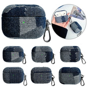 For AirPods 3 Stitching Denim Cloth Bluetooth Earphone Protective Case(Light Color Lightning)