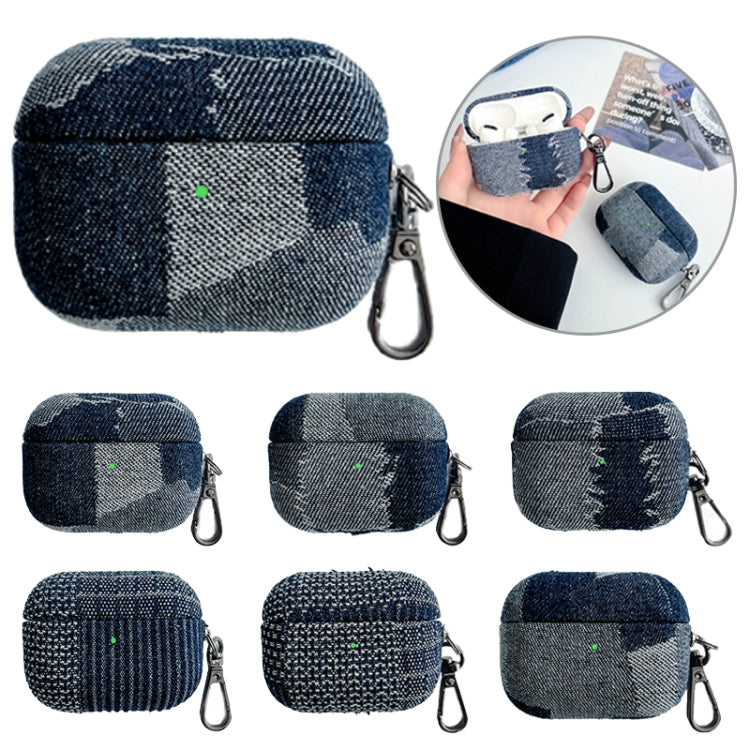 For AirPods 3 Stitching Denim Cloth Bluetooth Earphone Protective Case(Light Color Lightning)