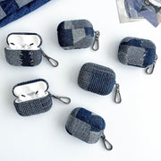 For AirPods 3 Stitching Denim Cloth Bluetooth Earphone Protective Case(Dark Color Irregular)