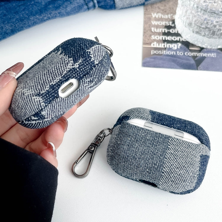For AirPods Pro Stitching Denim Cloth Bluetooth Earphone Protective Case(Grid)