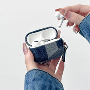 For AirPods 3 Stitching Denim Cloth Bluetooth Earphone Protective Case(Grid)