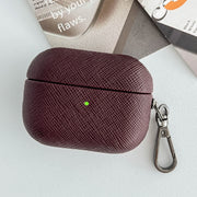 For AirPods Pro 2 Cross Texture PU Leather Bluetooth Earphone Protective Case(Dark Brown)