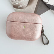 For AirPods 3 Cross Texture PU Leather Bluetooth Earphone Protective Case(Rose Gold)