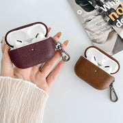 For AirPods 3 Cross Texture PU Leather Bluetooth Earphone Protective Case(Pink)