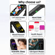 Spovan H7 BT5.3 IP67 1.47 inch Smart Sport Watch, Support Bluetooth Call / Sleep / Blood Oxygen / Heart Rate / Blood Pressure Health Monitor(Black)
