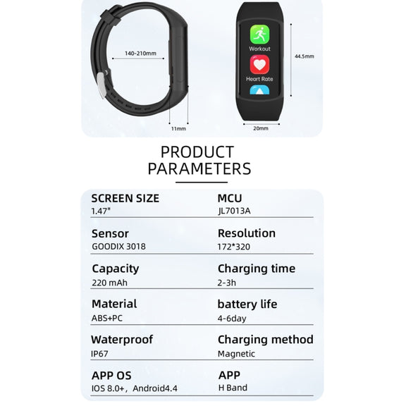 Spovan H7 BT5.3 IP67 1.47 inch Smart Sport Watch, Support Bluetooth Call / Sleep / Blood Oxygen / Heart Rate / Blood Pressure Health Monitor(Blue)
