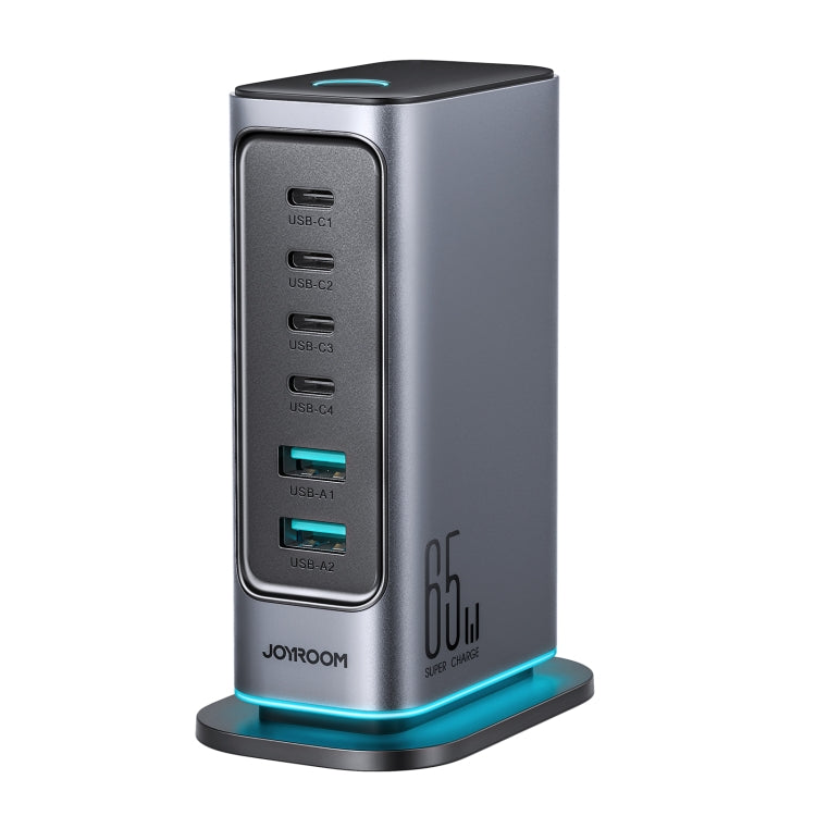 JOYROOM JR-TCM02 6 in 1 65W GaN 4 USB-C & 2 USB-A Multi-port Charger, Power Plug:EU Plug(Dark Gray) - free shipping - PMC Jewellery - Order now!