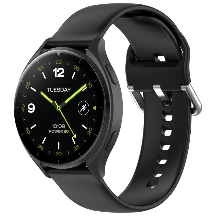 For Xiaomi Watch 2 Solid Color Metal Silver Buckle Silicone Watch Band, Size: S(Black) - Watch Bands by PMC TechLife | Online Shopping South Africa | PMC TechLife
