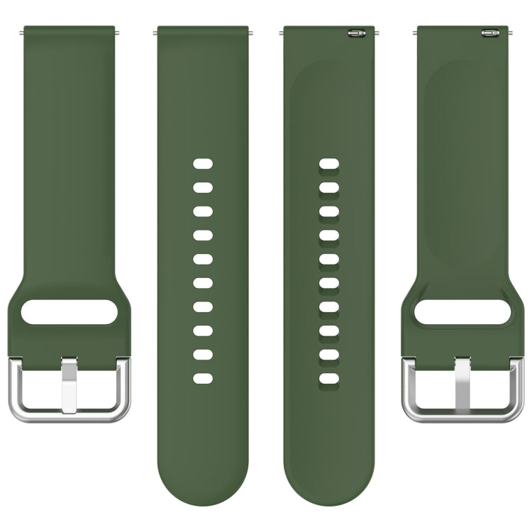 For Xiaomi Watch 2 Solid Color Metal Silver Buckle Silicone Watch Band, Size: S(Army Green)