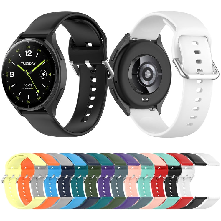 For Xiaomi Watch 2 Solid Color Metal Silver Buckle Silicone Watch Band, Size: S(Army Green)