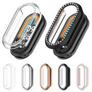 For Xiaomi Mi Band 8 / 9 Ceramic / 10 Ceramic Diamond Half Pack Hollow PC Watch Protective Cover(Silver)
