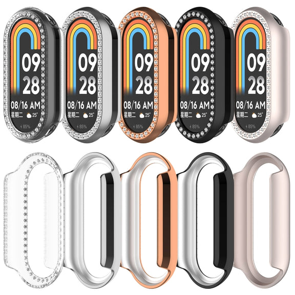 For Xiaomi Mi Band 8 Diamond Half Pack Hollow PC Watch Protective Case(Starlight)